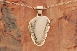 Genuine White Buffalo Turquoise Navajo Pendant
